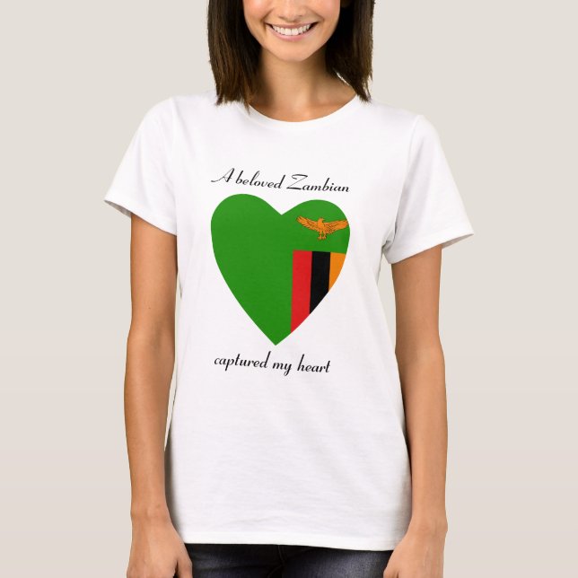 T-Shirt Cœur Drapeau de Zambie (Devant)