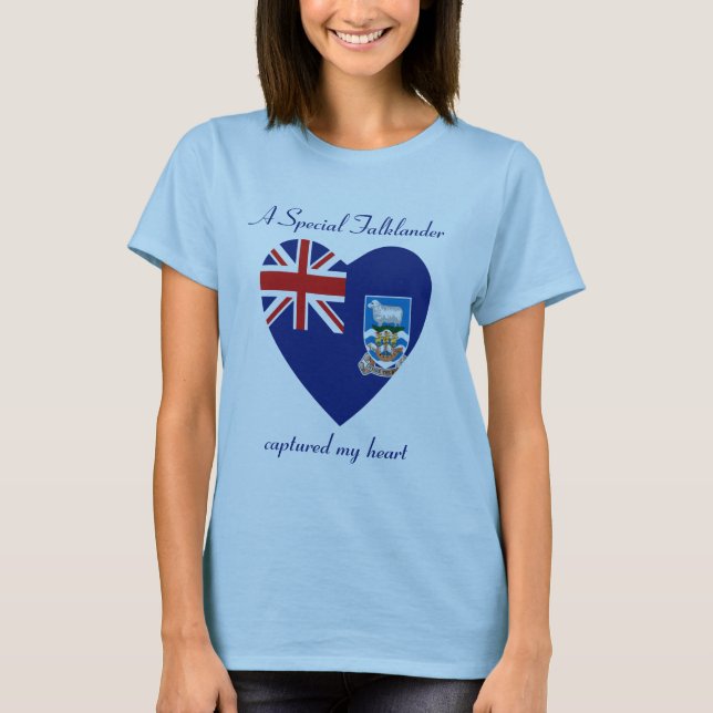 T-shirt Cœur Drapeau des Îles Falkland (Devant)