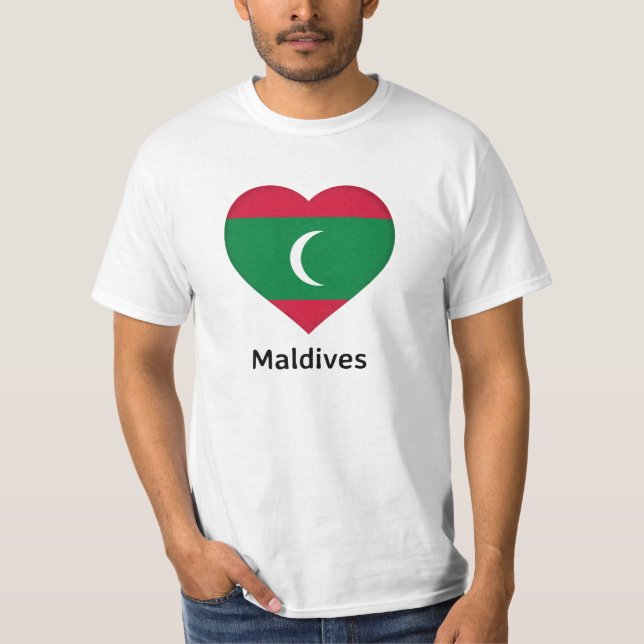 T-shirt Coeur - Drapeau des Maldives (Devant)