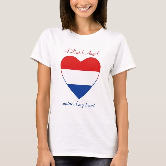 T-Shirt Cœur Drapeau des Pays-Bas (Devant)
