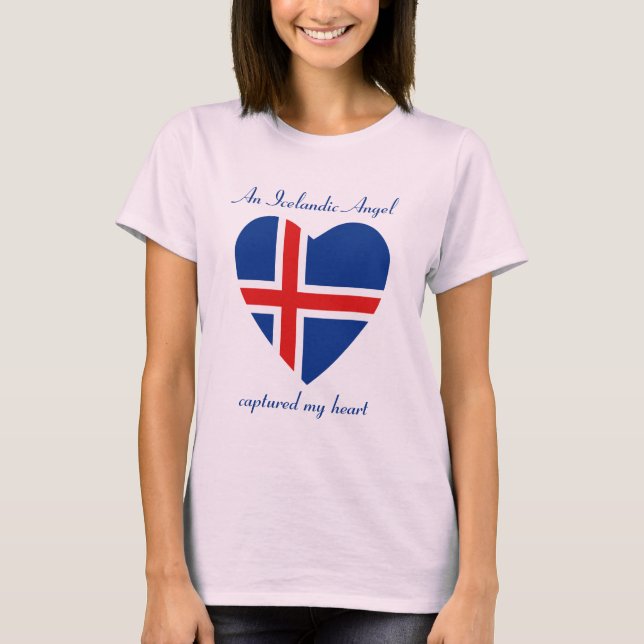 T-Shirt Cœur Drapeau d'Islande (Devant)