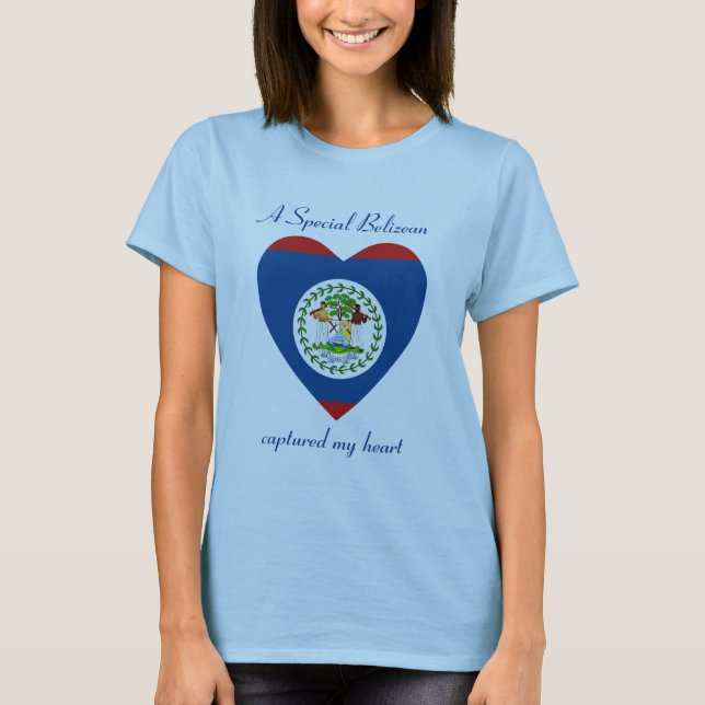 T-Shirt Cœur Drapeau du Belize (Devant)
