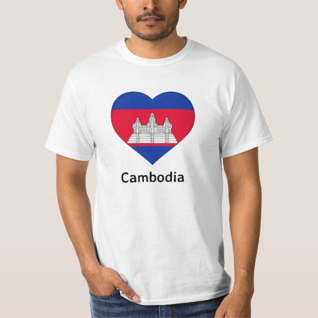 T-shirt Coeur - Drapeau du Cambodge (Devant)