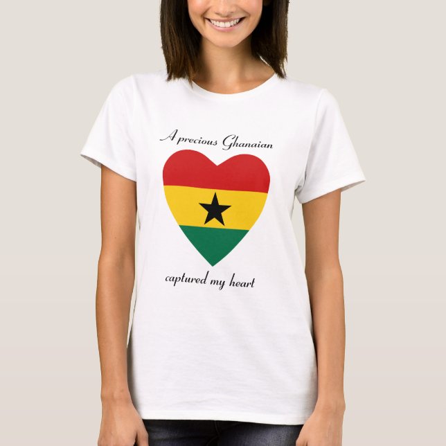 T-Shirt Cœur Drapeau du Ghana (Devant)