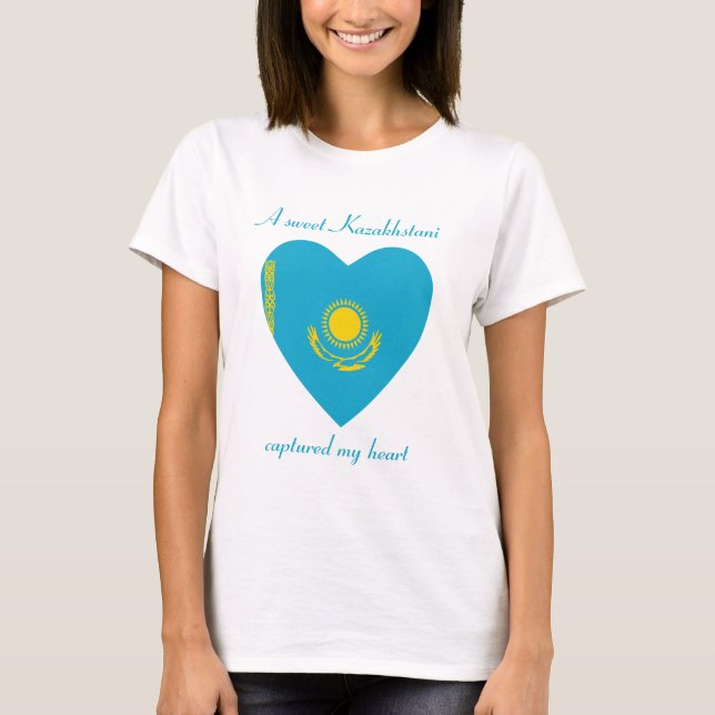 T-Shirt Cœur Drapeau du Kazakhstan (Devant)