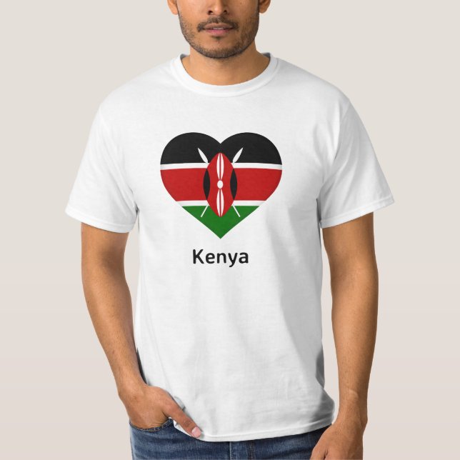 T-shirt Coeur - Drapeau du Kenya (Devant)
