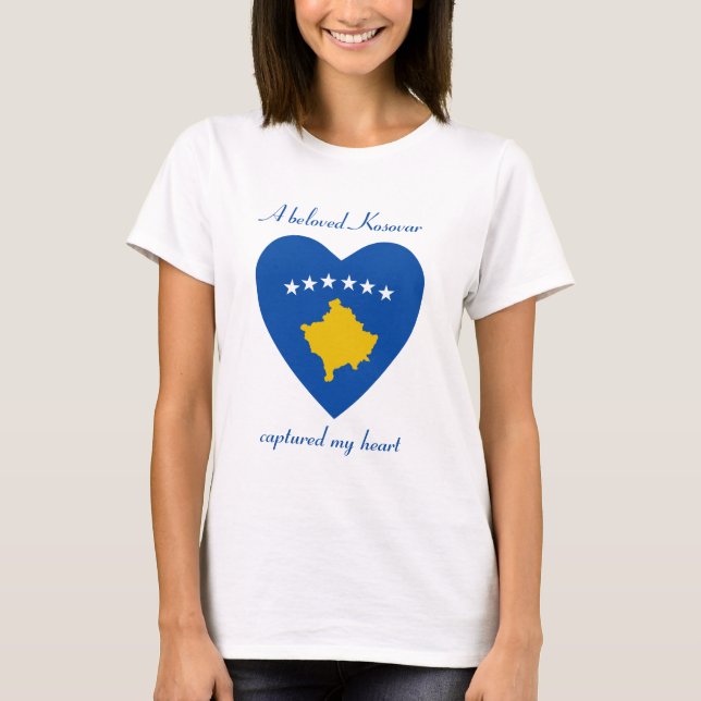 T-Shirt Cœur Drapeau du Kosovo (Devant)
