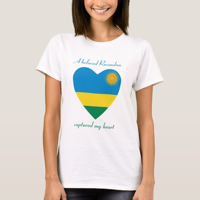 T-Shirt Cœur Drapeau du Rwanda (Devant)
