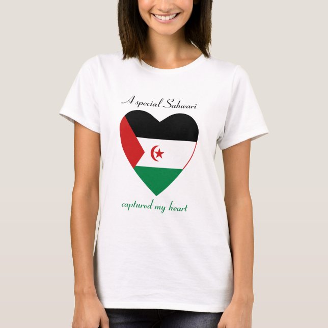 T-Shirt Cœur Drapeau du Sahara Occidental (Devant)
