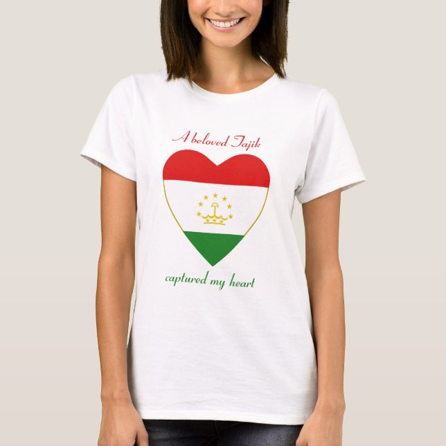 T-shirt Cœur Drapeau du Tadjikistan (Devant)