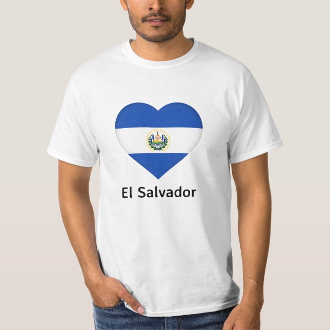 T-shirt Coeur - Drapeau El Salvador (Devant)
