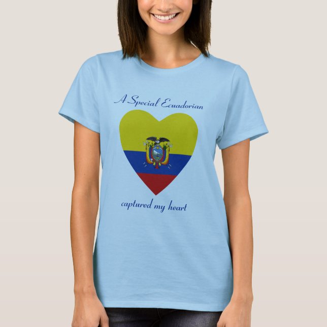 T-Shirt Cœur Drapeau Équateur (Devant)