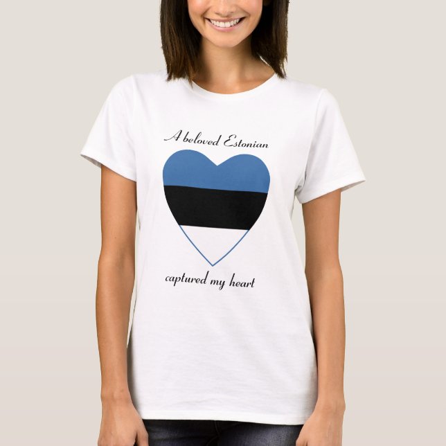 T-Shirt Cœur Drapeau Estonien (Devant)