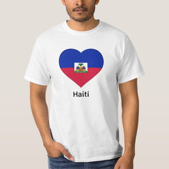 T-shirt Coeur - Drapeau Haïti (Devant)