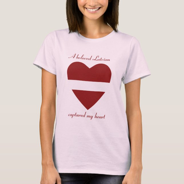 T-Shirt Cœur Drapeau Letton (Devant)