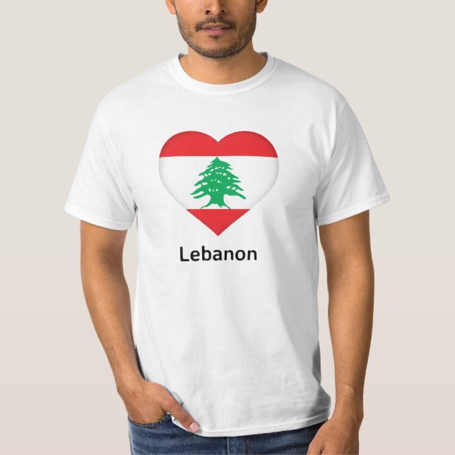 T-shirt Coeur - Drapeau Liban (Devant)