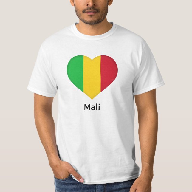 T-shirt Coeur - Drapeau Mali (Devant)