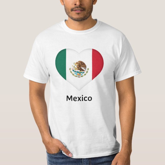 T-shirt Coeur - Drapeau Mexique (Devant)