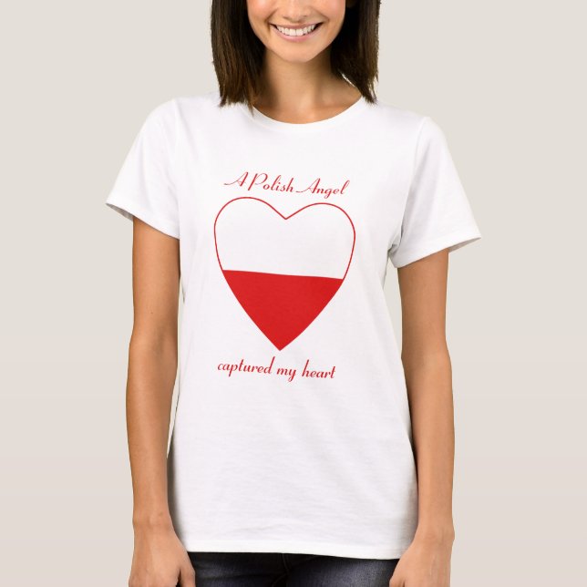 T-Shirt Cœur Drapeau Pologne (Devant)