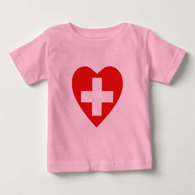 T-shirt Coeur Drapeau Suisse (Devant)