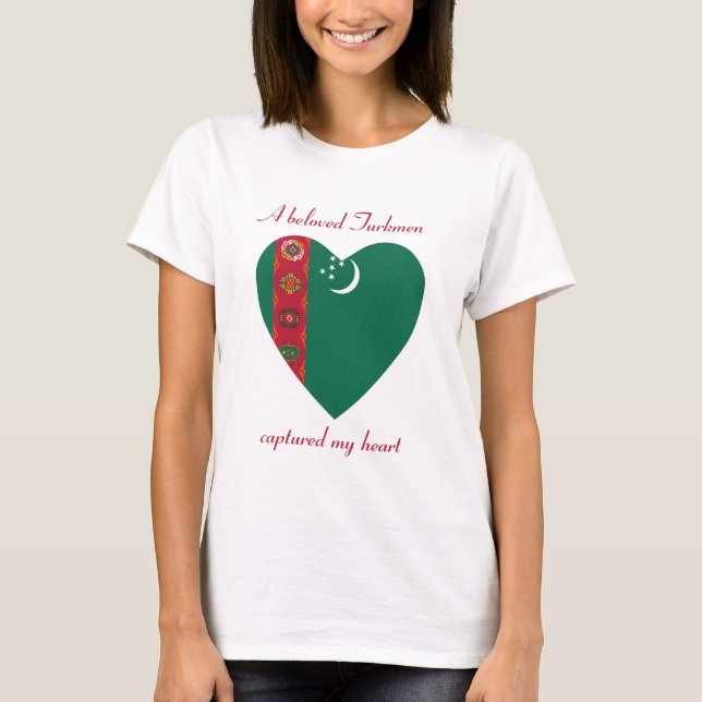 T-Shirt Cœur Drapeau Turkménistan (Devant)