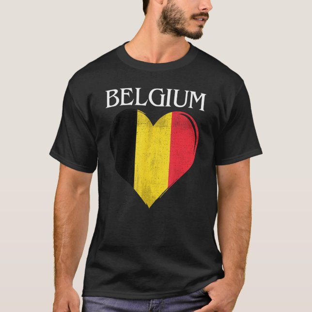 T-shirt Coeur Drapeau vintage Belgique pour Belge (Devant)