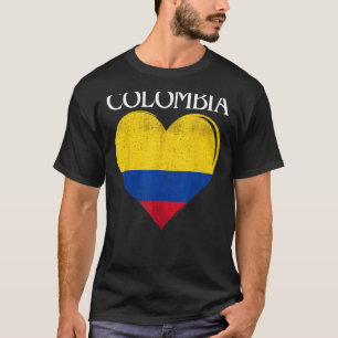 T-shirt Coeur Drapeau vintage Colombie pour Colombien