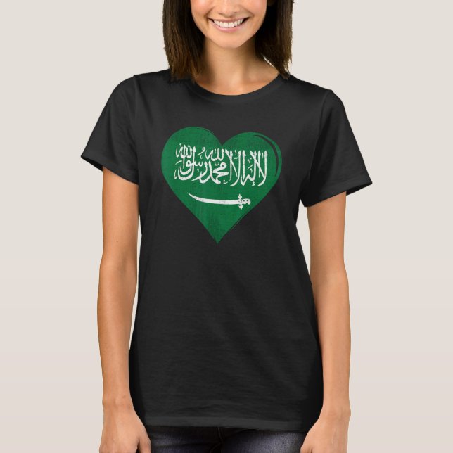 T-shirt Coeur Drapeau vintage De L'Arabie Saoudite (Devant)