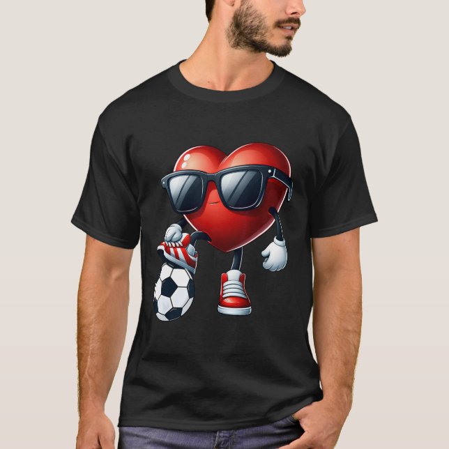 T-shirt Coeur drôle Jouer Soccer Valentines Jour Hommes Ga (Devant)