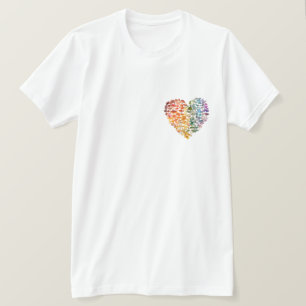 T-shirt Coeur du champignon arc-en-ciel - avant et arrière