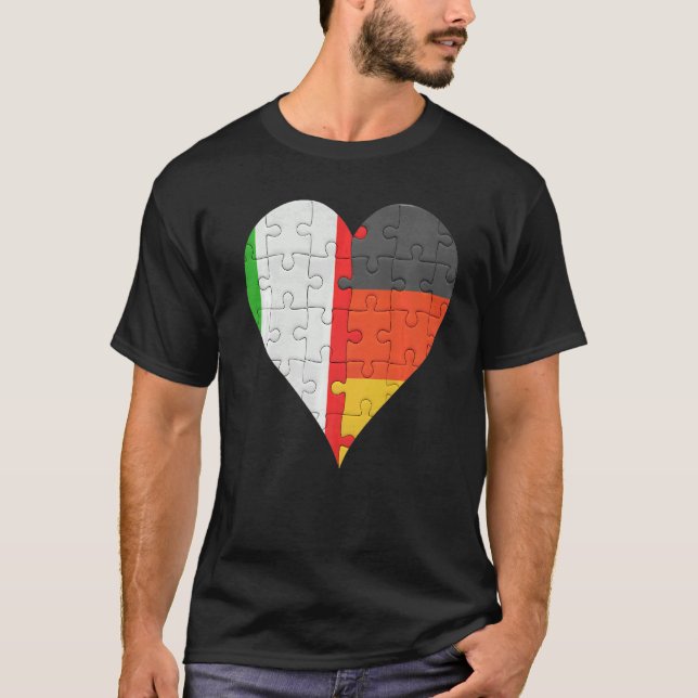 T-shirt Coeur du drapeau allemand italien (Devant)