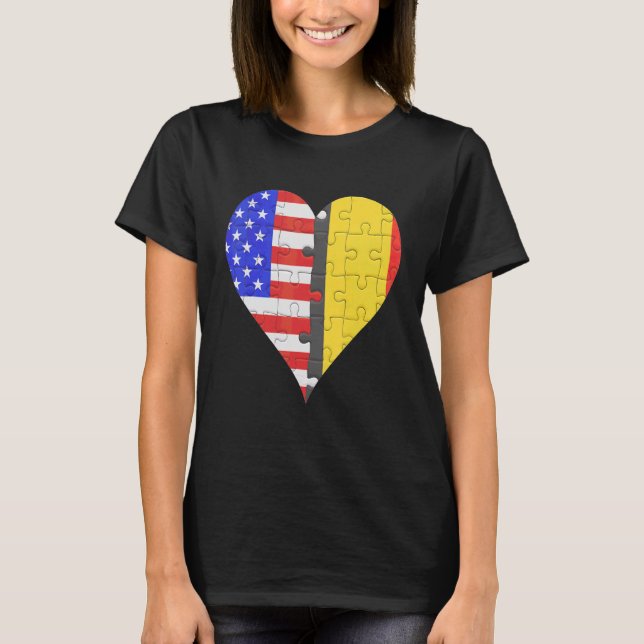 T-shirt Coeur du drapeau américain (Devant)