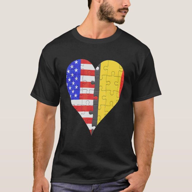 T-shirt Coeur du drapeau américain (Devant)