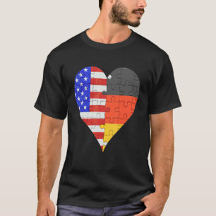 T-shirt Coeur du drapeau américain allemand