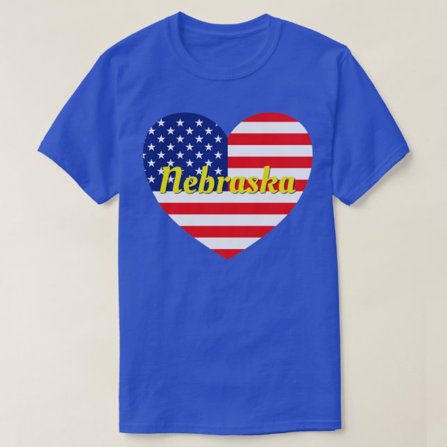 T-shirt Coeur du drapeau américain du Nebraska1 (Design devant)