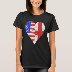T-shirt Coeur du drapeau anglais américain