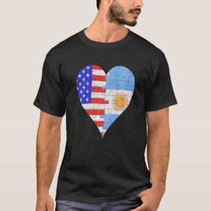 T-shirt Coeur du drapeau argentin américain