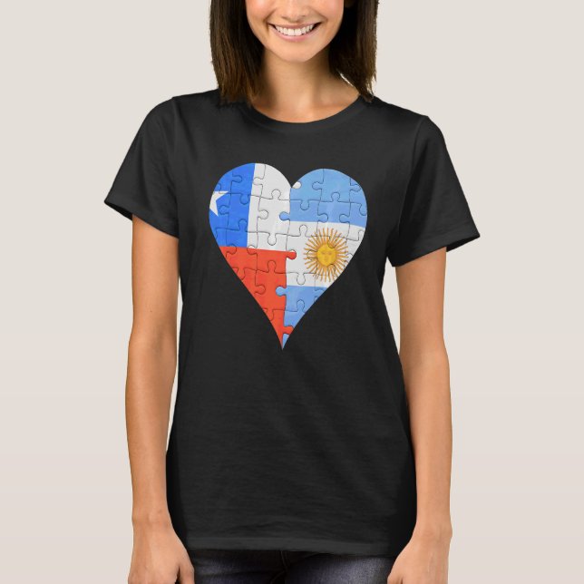 T-shirt Coeur du drapeau argentin chilien (Devant)