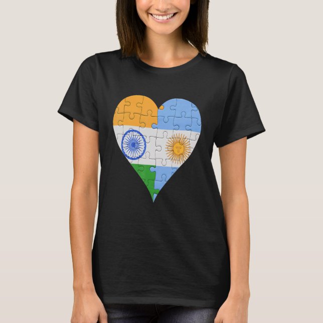 T-shirt Coeur du drapeau argentin indien (Devant)