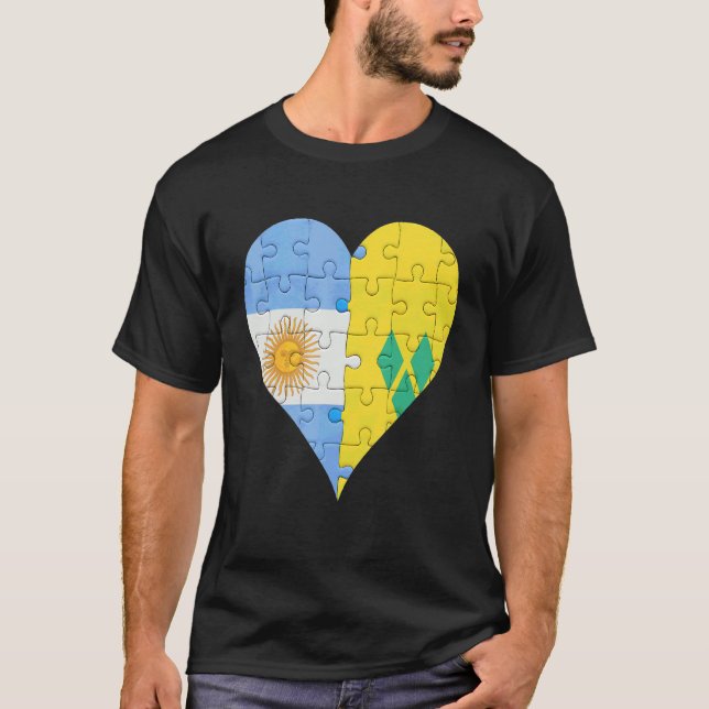 T-shirt Coeur du drapeau argentin Saint-Vincent (Devant)