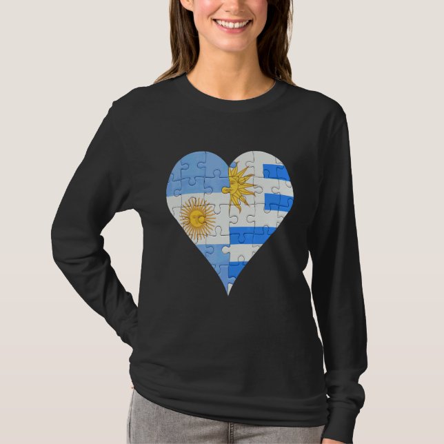 T-shirt Coeur du drapeau argentin uraguyan (Devant)