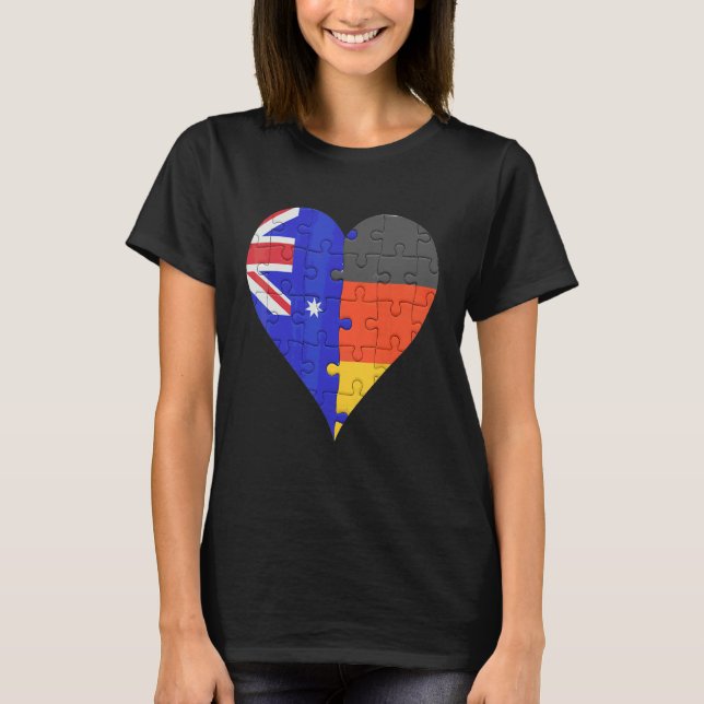 T-shirt Coeur du drapeau australien allemand (Devant)