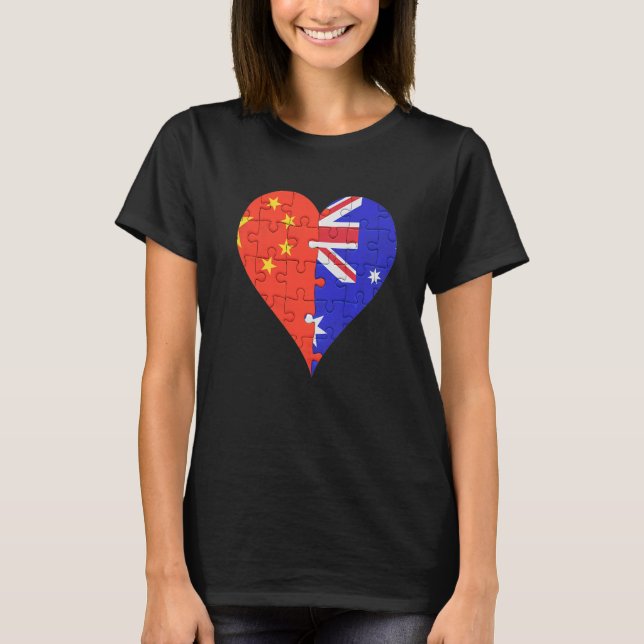 T-shirt Coeur du drapeau australien chinois (Devant)