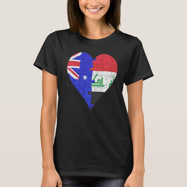 T-shirt Coeur du drapeau australien irakien (Devant)