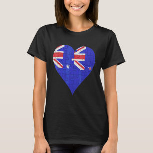 T-shirt Coeur du drapeau australien néo-zélandais