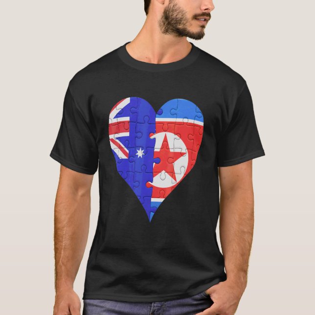 T-shirt Coeur du drapeau australien nord-coréen (Devant)