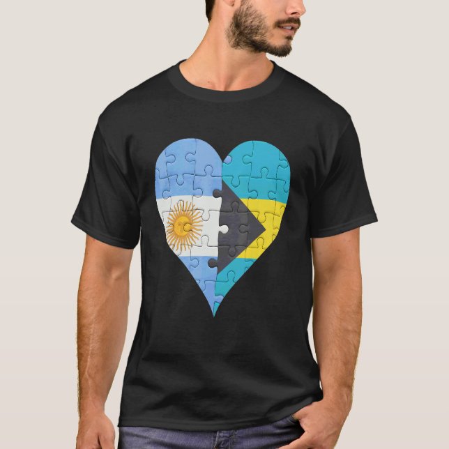 T-shirt Coeur du drapeau bahaméen argentin (Devant)