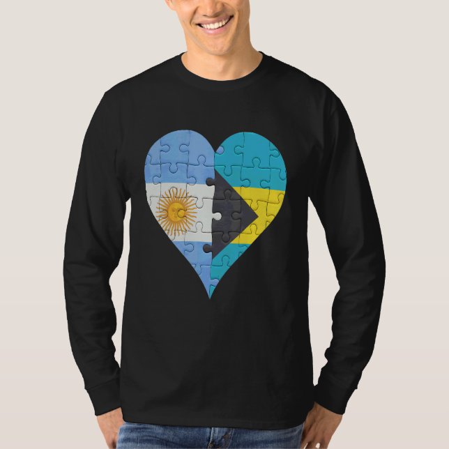T-shirt Coeur du drapeau bahaméen argentin (Devant)