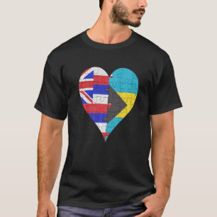T-shirt Coeur du drapeau bahaméen hawaïen
