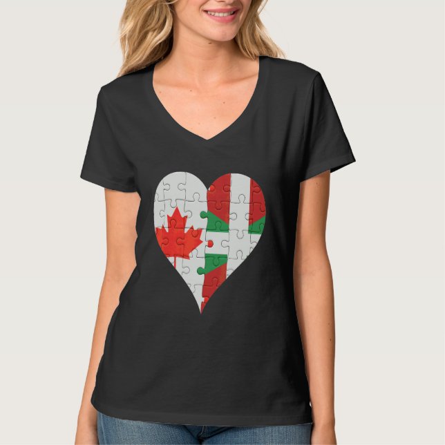 T-shirt Coeur du drapeau basque canadien (Devant)